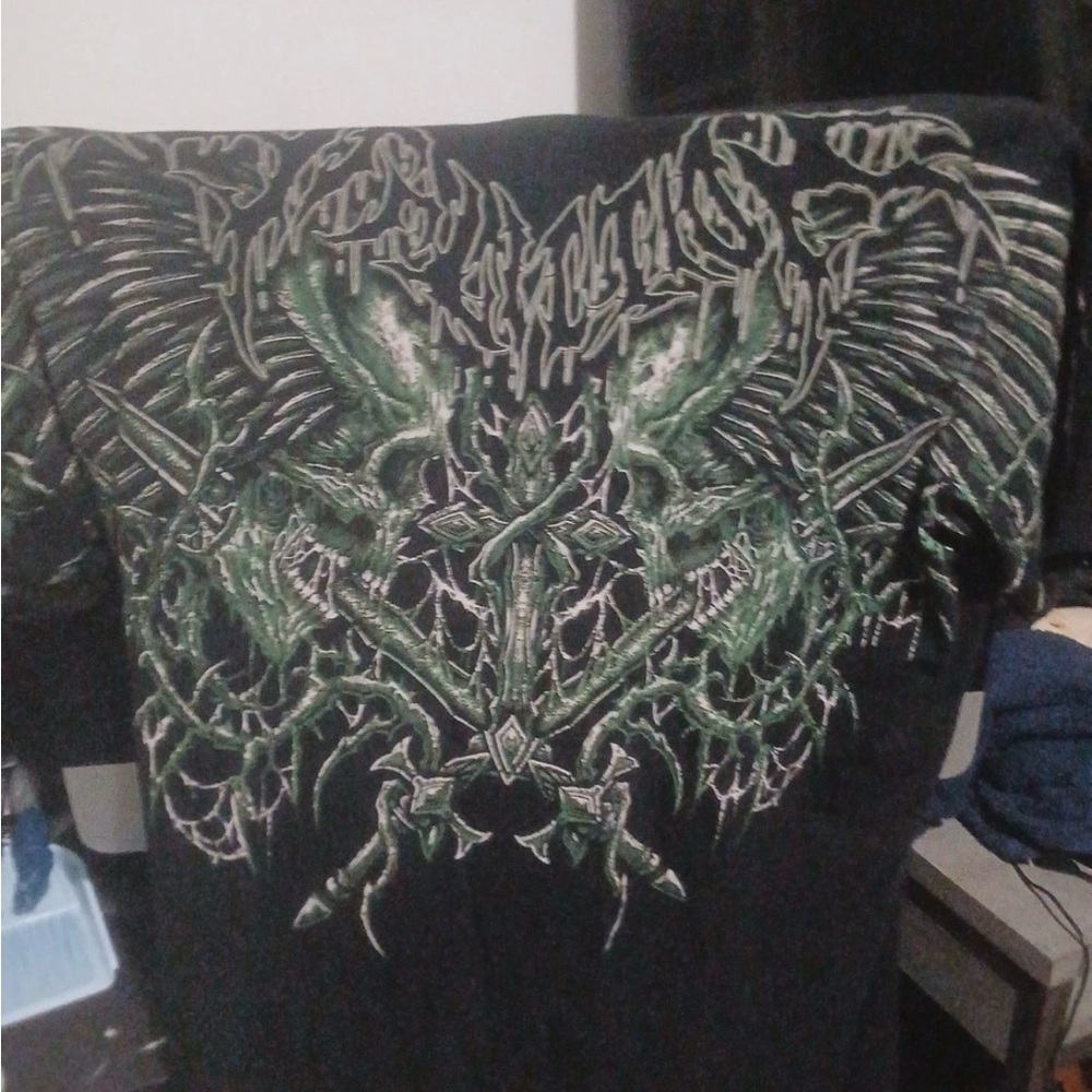 Affliction Black and Green Graphic Tee